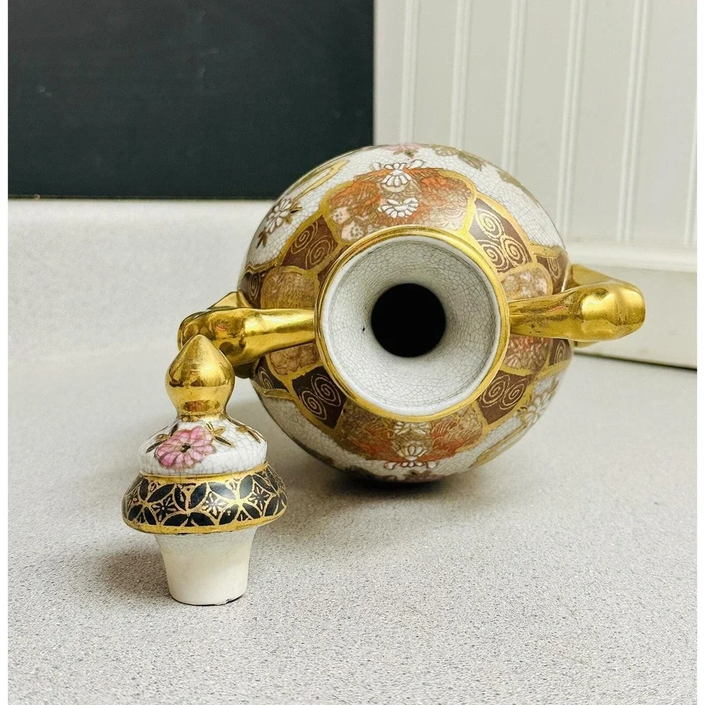 Antique Chinese Qing Dynasty Qianlong Mark Bottle Vase Famille Rose Gilt 16